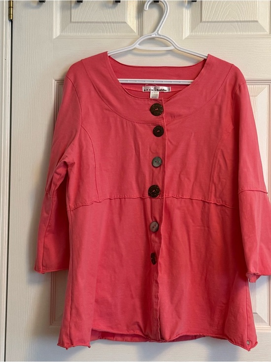 neon buddha Tops - Neon Buddha- Cotton Shirt Too Coral Button-Front Sweatshirt Size Large